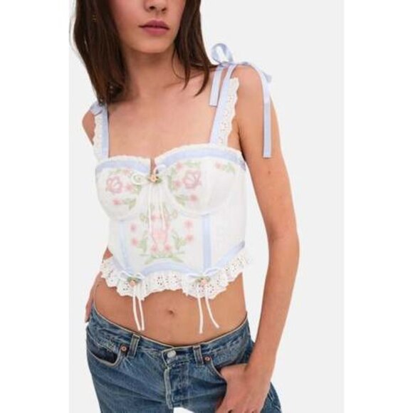 For Love and Lemons Patricia Butterfly Corset Top White Size S NWT - Picture 4 of 5
